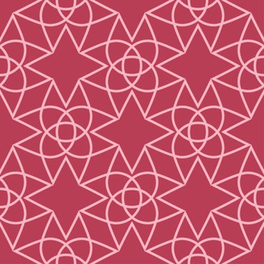 Kırmızı ve soluk pembe geometrik süsleme. Web, Tekstil ve duvar kağıtları için seamless modeli
