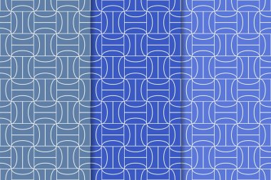 Web, Tekstil ve duvar kağıtları için geometrik Dikişsiz desen mavi seti