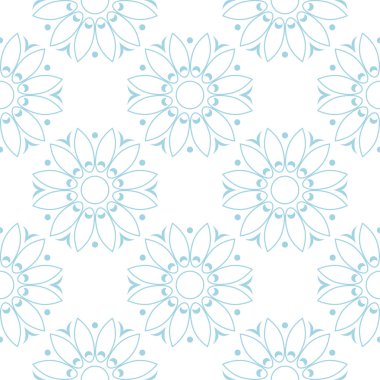 Beyaz zemin üzerine mavi çiçek tasarım. Tekstil ve duvar kağıtları için seamless modeli