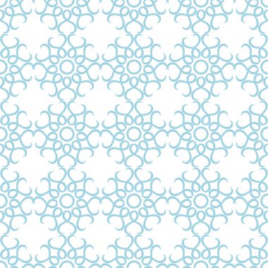 Beyaz zemin üzerine mavi çiçek süsleme. Tekstil ve duvar kağıtları için seamless modeli