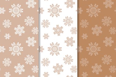 Kahverengi çiçek arka planlar. Tekstil ve duvar kağıtları için dikişsiz desen seti