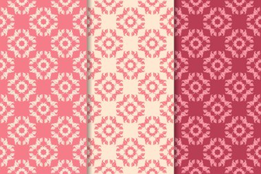 Kiraz kırmızı çiçekli süsler. Dikey Dikişsiz desen seti. Duvar kağıdı arka plan