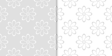 Işık gri çiçek arka planlar. Tekstil ve duvar kağıtları için dikişsiz desen seti