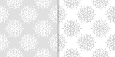 Işık gri çiçek arka planlar. Tekstil ve duvar kağıtları için dikişsiz desen seti