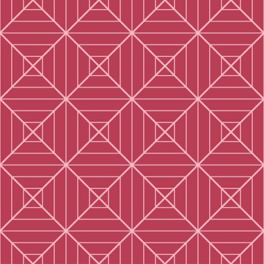 Kırmızı ve soluk pembe geometrik süsleme. Web, Tekstil ve duvar kağıtları için seamless modeli