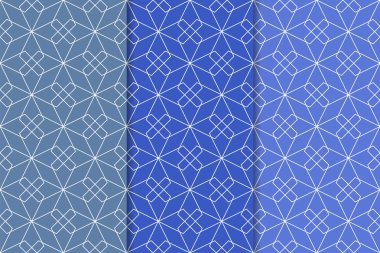 Web, Tekstil ve duvar kağıtları için dikey Dikişsiz desen mavi geometrik dizi