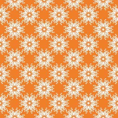 Beyaz çiçek süsleme portakal. Tekstil ve duvar kağıtları için seamless modeli