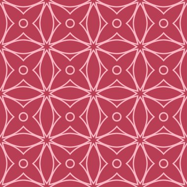 Kırmızı ve soluk pembe geometrik süsleme. Web, Tekstil ve duvar kağıtları için seamless modeli