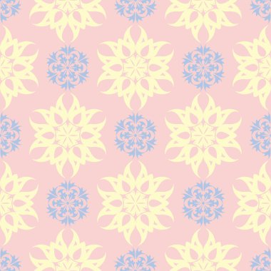 Çiçek sorunsuz arka plan. Duvar kağıtları, Tekstil ve kumaş için pembe, mavi ve sarı çiçek deseni