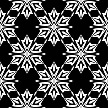 Siyah arka plan üzerine beyaz çiçek süsleme. Tekstil ve duvar kağıtları için seamless modeli