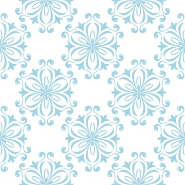 Beyaz zemin üzerine mavi çiçek tasarım. Tekstil ve duvar kağıtları için seamless modeli