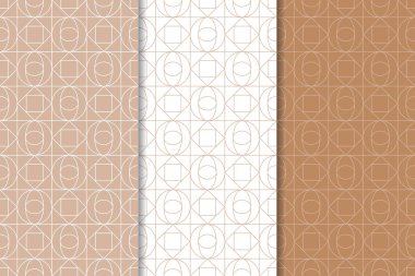 Web, Tekstil ve duvar kağıtları için geometrik Dikişsiz desen kahverengi ve beyaz set
