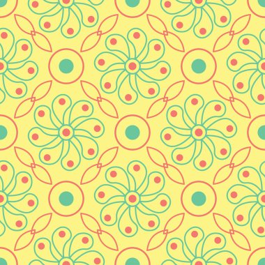 Sarı çiçek seamless modeli. Renkli arka plan duvar kağıtları, Tekstil ve kumaş için pembe ve yeşil çiçek tasarım ile