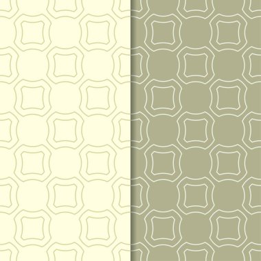 Zeytin yeşili geometrik süsler. Web, Tekstil ve duvar kağıtları için dikişsiz desen seti