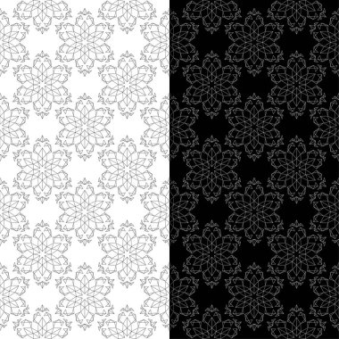 Çiçek Dikişsiz desen siyah ve beyaz set