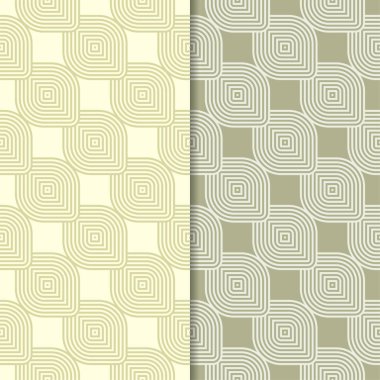 Zeytin yeşili geometrik süsler. Web, Tekstil ve duvar kağıtları için dikişsiz desen seti