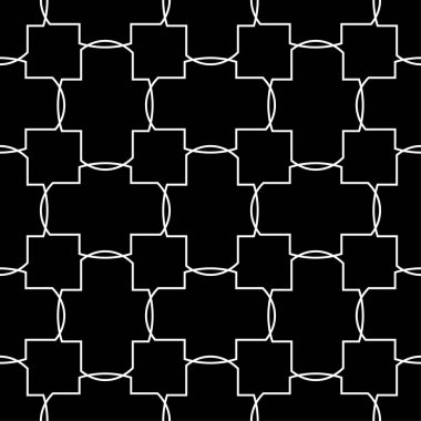 Siyah ve beyaz geometrik süsleme. Web, Tekstil ve duvar kağıtları için seamless modeli
