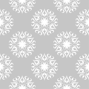 Gri ve beyaz çiçek süsleme. Tekstil ve duvar kağıtları için seamless modeli