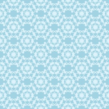 Mavi zemin üzerine beyaz çiçek desenli. Tekstil ve duvar kağıtları için sorunsuz süsleme