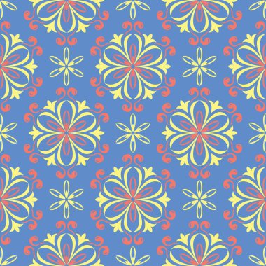 Çiçek mavi seamless modeli. Renkli çiçek arka plan duvar kağıtları, Tekstil ve kumaş için