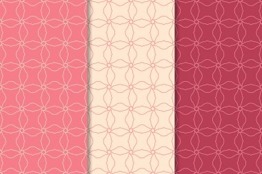 Kiraz kırmızı geometrik yazdırır. Web, Tekstil ve duvar kağıtları için dikey Dikişsiz desen seti