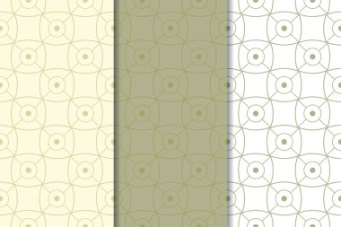 Zeytin yeşili ve beyaz geometrik süsler. Web, Tekstil ve duvar kağıtları için dikey Dikişsiz desen seti