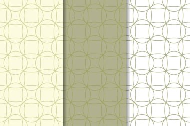 Geometrik süsler kümesi. Zeytin yeşili ve beyaz Dikişsiz desen web, Tekstil ve duvar kağıtları için