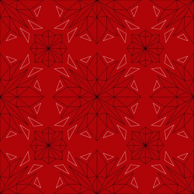 Sorunsuz kırmızı arka plan siyah ve beyaz tasarım öğeleri ile. Desen duvar kağıtları, Tekstil ve kumaş için