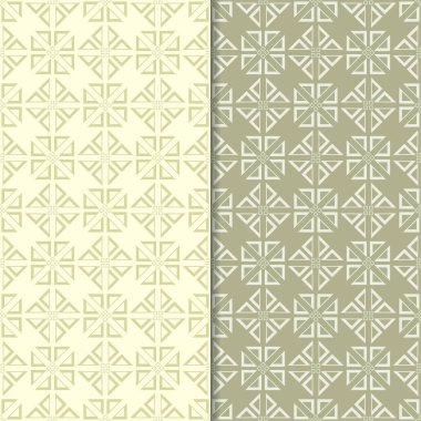 Zeytin yeşili geometrik süsler. Web, Tekstil ve duvar kağıtları için dikişsiz desen seti