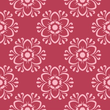 Çiçek tasarım kırmızı zemin üzerine. Tekstil ve duvar kağıtları için seamless modeli