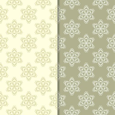 Zeytin yeşili çiçek süs arka planlar. Tekstil ve duvar kağıtları için dikişsiz desen seti