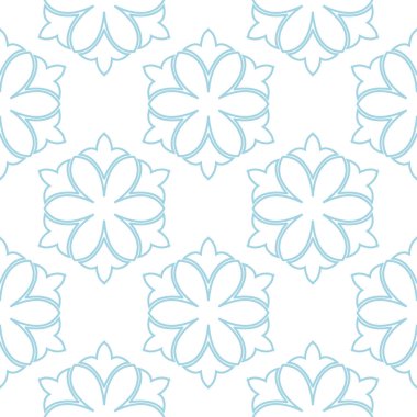 Beyaz zemin üzerine mavi çiçekler. Tekstil ve duvar kağıtları için süs seamless modeli