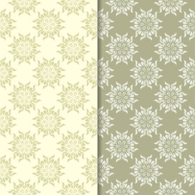 Zeytin yeşili çiçek süs arka planlar. Tekstil ve duvar kağıtları için dikişsiz desen seti