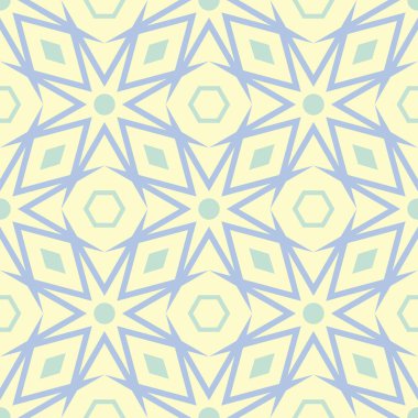 Geometrik seamless modeli. Bej renkli arka plan duvar kağıtları, Tekstil ve kumaş için mavi ve yeşil öğeleri ile