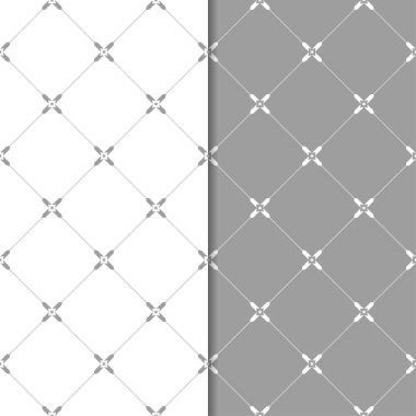 Gri ve beyaz geometrik süsler. Web, Tekstil ve duvar kağıtları için dikişsiz desen seti
