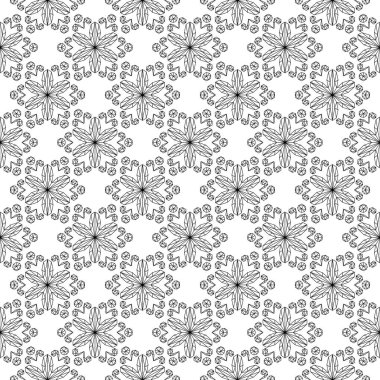 Siyah ve beyaz çiçekli süsler. Seamless modeli