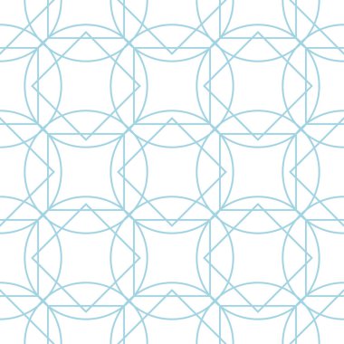 Beyaz ve mavi geometrik süsleme. Web, Tekstil ve duvar kağıtları için seamless modeli