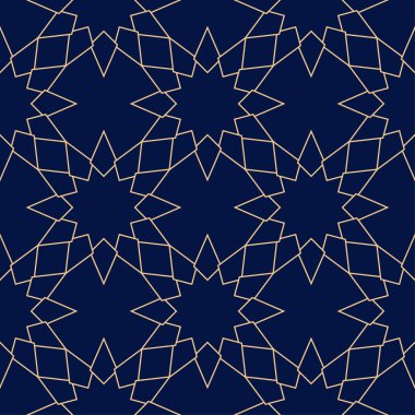 Geometrik süsleme. Altın mavi seamless modeli web, Tekstil ve duvar kağıtları için