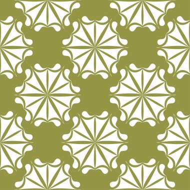 Zeytin yeşil zemin üzerine beyaz çiçek süsleme. Tekstil ve duvar kağıtları için seamless modeli