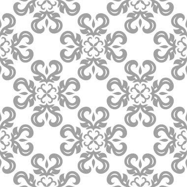 Beyaz ışık gri çiçek süsleme. Tekstil ve duvar kağıtları için seamless modeli