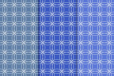 Mavi geometrik süsler. Web, Tekstil ve duvar kağıtları için dikey Dikişsiz desen seti