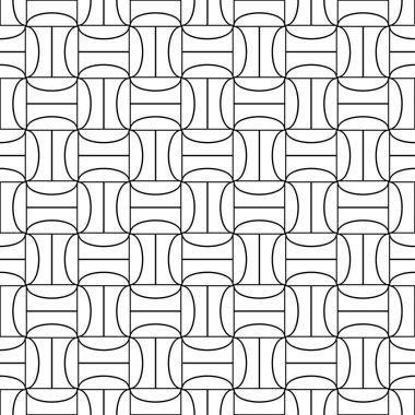 Beyaz arka planda siyah geometrik yazdır. Web, Tekstil ve duvar kağıtları için seamless modeli