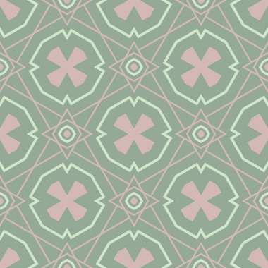 Geometrik koyu yeşil sorunsuz arka plan wth pembe öğeleri. Kumaş ve duvar kağıtları için