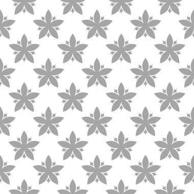 Beyaz arka plan üzerine açık gri çiçek süsleme. Tekstil ve duvar kağıtları için seamless modeli