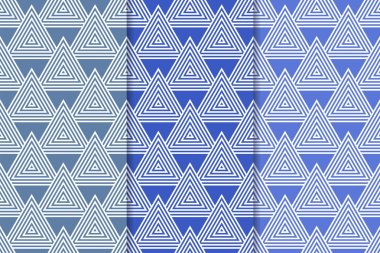 Mavi geometrik süsler. Web, Tekstil ve duvar kağıtları için dikey Dikişsiz desen seti