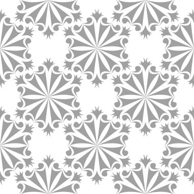 Beyaz arka plan üzerine açık gri çiçek süsleme. Tekstil ve duvar kağıtları için seamless modeli