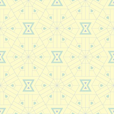 Yeşil ve mavi tasarım ile geometrik bej seamless modeli. Arka plan duvar kağıtları, Tekstil ve kumaş için