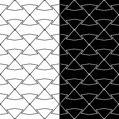 Siyah ve beyaz geometrik süsler. Web, Tekstil ve duvar kağıtları için dikişsiz desen seti