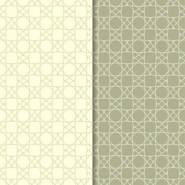 Zeytin yeşili geometrik süsler. Web, Tekstil ve duvar kağıtları için dikişsiz desen seti