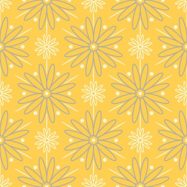 Çiçek arka plan. Sarı gri ve beyaz Dikişsiz desen duvar kağıdı, Tekstil ve kumaş için